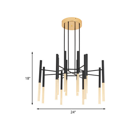 Black and Gold Slim Tube Flushmount Minimalist 12 Heads Aluminum LED Semi Flush Ceiling Light with Radial Design Clearhalo 'Ceiling Lights' 'Close To Ceiling Lights' 'Close to ceiling' 'Semi-flushmount' Lighting' 734181