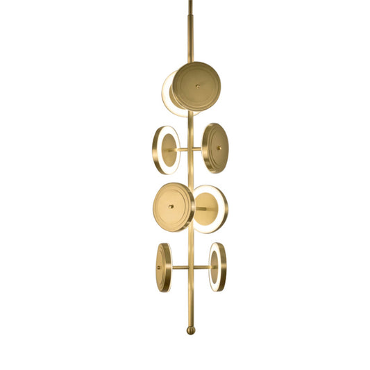 Postmodern Circle Hanging Light Metal 8-Light 23"/31.5" H Bedroom LED Ceiling Chandelier in Gold, White/Warm Light Clearhalo 'Ceiling Lights' 'Chandeliers' 'Modern Chandeliers' 'Modern' Lighting' 734185