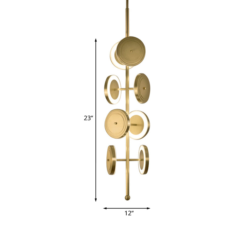 Postmodern Circle Hanging Light Metal 8-Light 23"/31.5" H Bedroom LED Ceiling Chandelier in Gold, White/Warm Light Clearhalo 'Ceiling Lights' 'Chandeliers' 'Modern Chandeliers' 'Modern' Lighting' 734186