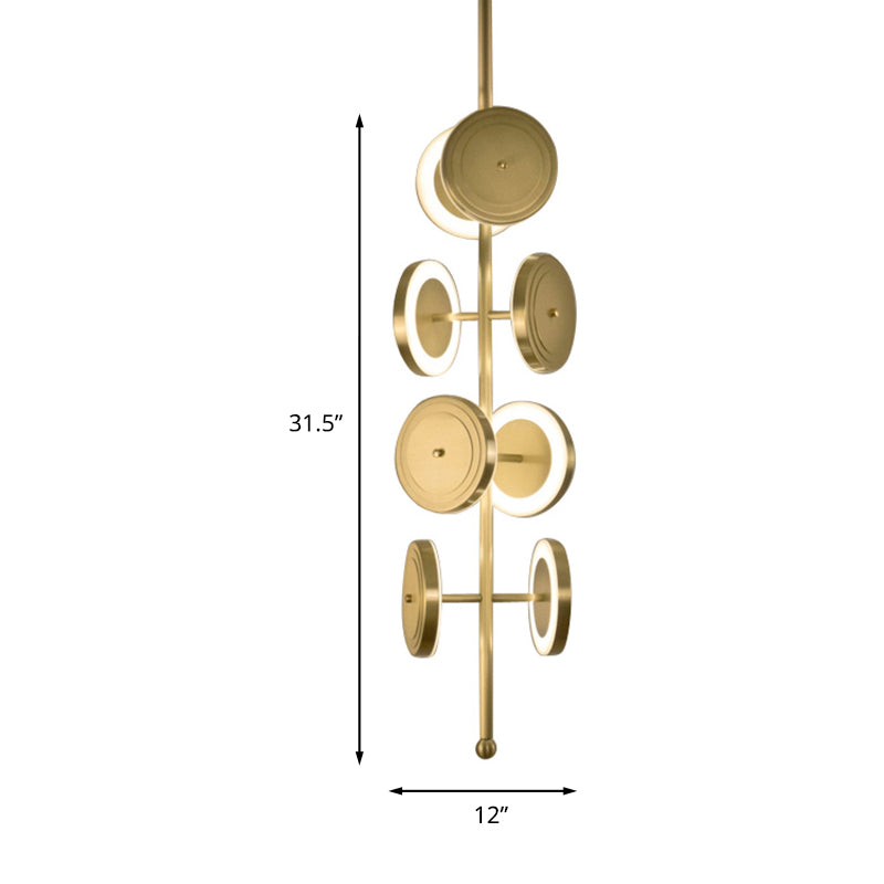 Postmodern Circle Hanging Light Metal 8-Light 23"/31.5" H Bedroom LED Ceiling Chandelier in Gold, White/Warm Light Clearhalo 'Ceiling Lights' 'Chandeliers' 'Modern Chandeliers' 'Modern' Lighting' 734187