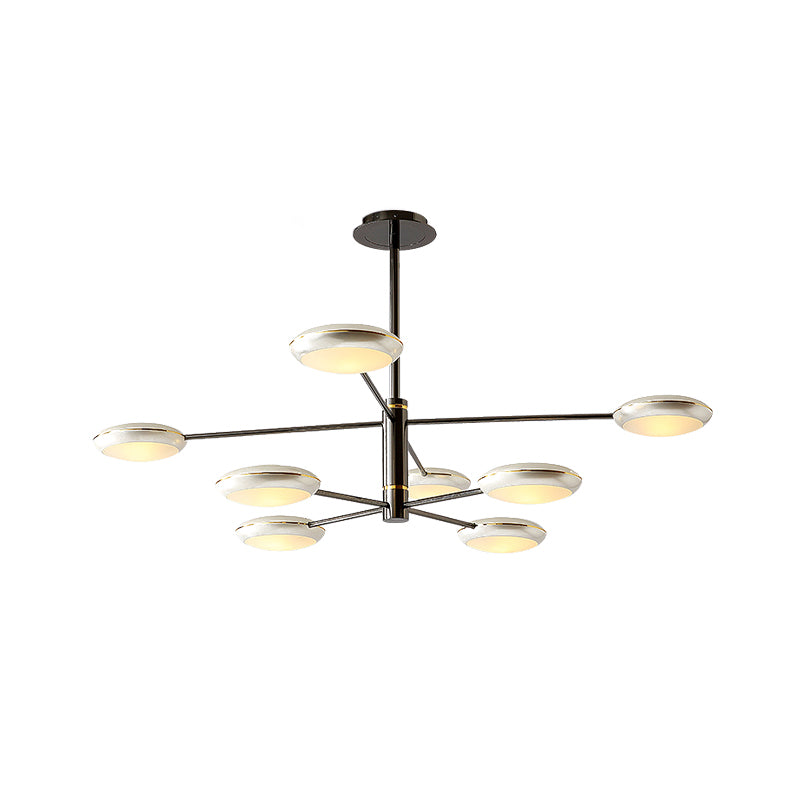 Gold/Black 2-Tier Starburst Chandelier Contemporary 6/8 Lights Metal LED Hanging Ceiling Lamp Clearhalo 'Ceiling Lights' 'Chandeliers' 'Modern Chandeliers' 'Modern' Lighting' 734201