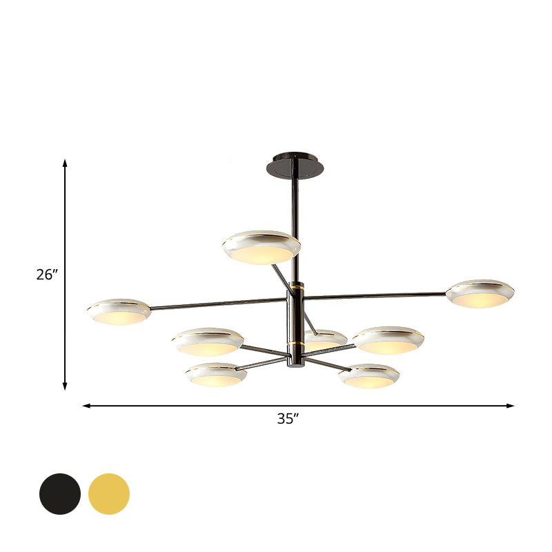 Gold/Black 2-Tier Starburst Chandelier Contemporary 6/8 Lights Metal LED Hanging Ceiling Lamp Clearhalo 'Ceiling Lights' 'Chandeliers' 'Modern Chandeliers' 'Modern' Lighting' 734202