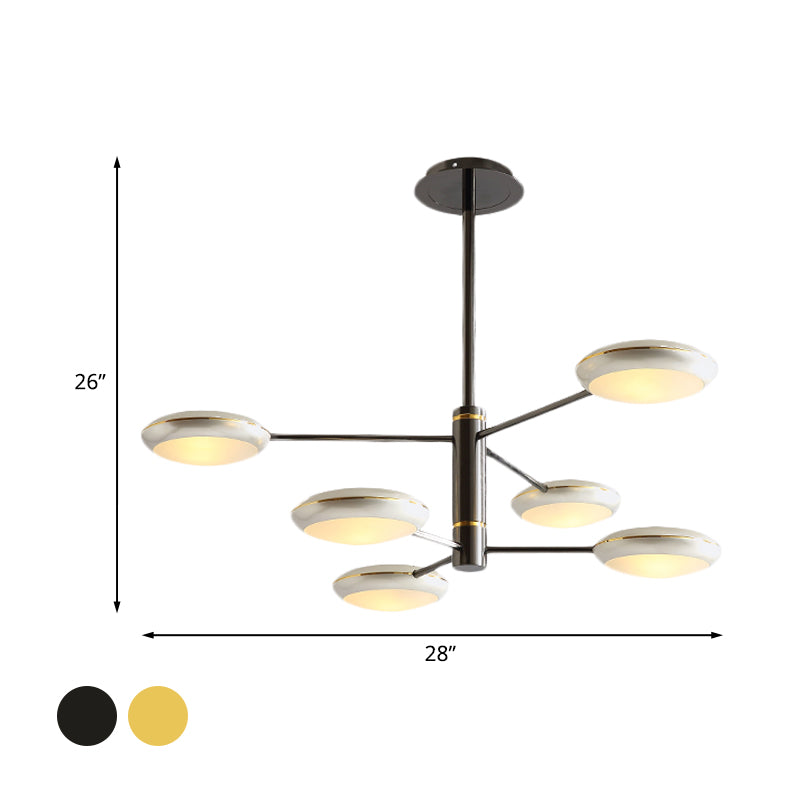 Gold/Black 2-Tier Starburst Chandelier Contemporary 6/8 Lights Metal LED Hanging Ceiling Lamp Clearhalo 'Ceiling Lights' 'Chandeliers' 'Modern Chandeliers' 'Modern' Lighting' 734207