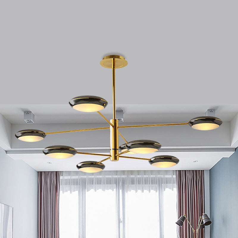 Gold/Black 2-Tier Starburst Chandelier Contemporary 6/8 Lights Metal LED Hanging Ceiling Lamp 8 Gold Clearhalo 'Ceiling Lights' 'Chandeliers' 'Modern Chandeliers' 'Modern' Lighting' 734208