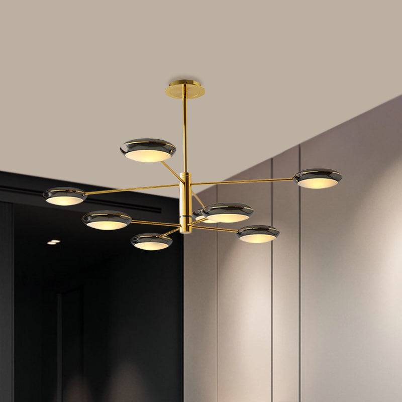 Gold/Black 2-Tier Starburst Chandelier Contemporary 6/8 Lights Metal LED Hanging Ceiling Lamp Clearhalo 'Ceiling Lights' 'Chandeliers' 'Modern Chandeliers' 'Modern' Lighting' 734210