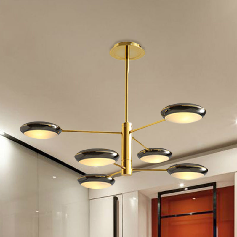 Gold/Black 2-Tier Starburst Chandelier Contemporary 6/8 Lights Metal LED Hanging Ceiling Lamp 6 Gold Clearhalo 'Ceiling Lights' 'Chandeliers' 'Modern Chandeliers' 'Modern' Lighting' 734212