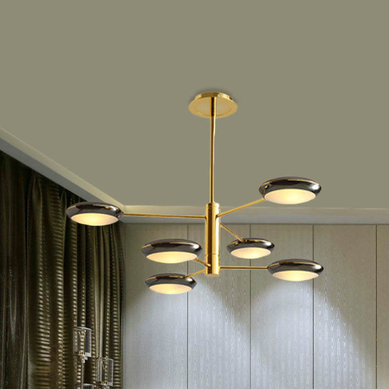 Gold/Black 2-Tier Starburst Chandelier Contemporary 6/8 Lights Metal LED Hanging Ceiling Lamp Clearhalo 'Ceiling Lights' 'Chandeliers' 'Modern Chandeliers' 'Modern' Lighting' 734213