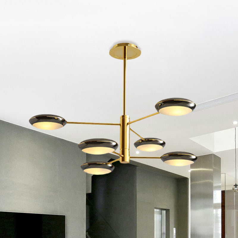 Gold/Black 2-Tier Starburst Chandelier Contemporary 6/8 Lights Metal LED Hanging Ceiling Lamp Clearhalo 'Ceiling Lights' 'Chandeliers' 'Modern Chandeliers' 'Modern' Lighting' 734214