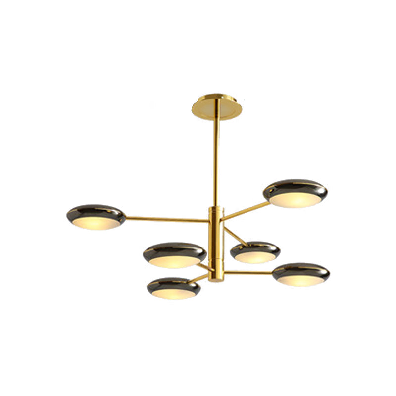 Gold/Black 2-Tier Starburst Chandelier Contemporary 6/8 Lights Metal LED Hanging Ceiling Lamp Clearhalo 'Ceiling Lights' 'Chandeliers' 'Modern Chandeliers' 'Modern' Lighting' 734215