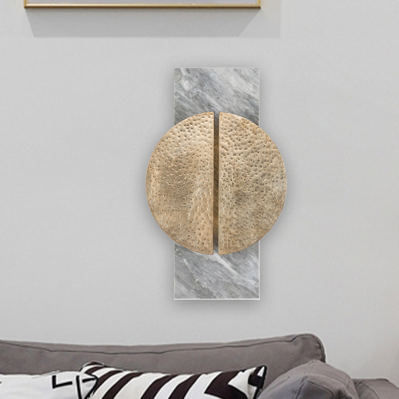 Metallic Disconnected Circle Wall Lamp Minimalist 1-Head LED Wall Light Sconce in Black/White with Rectangle Marble Backplate, Warm/White Light Clearhalo 'Modern wall lights' 'Modern' 'Wall Lamps & Sconces' 'Wall Lights' Lighting' 734231