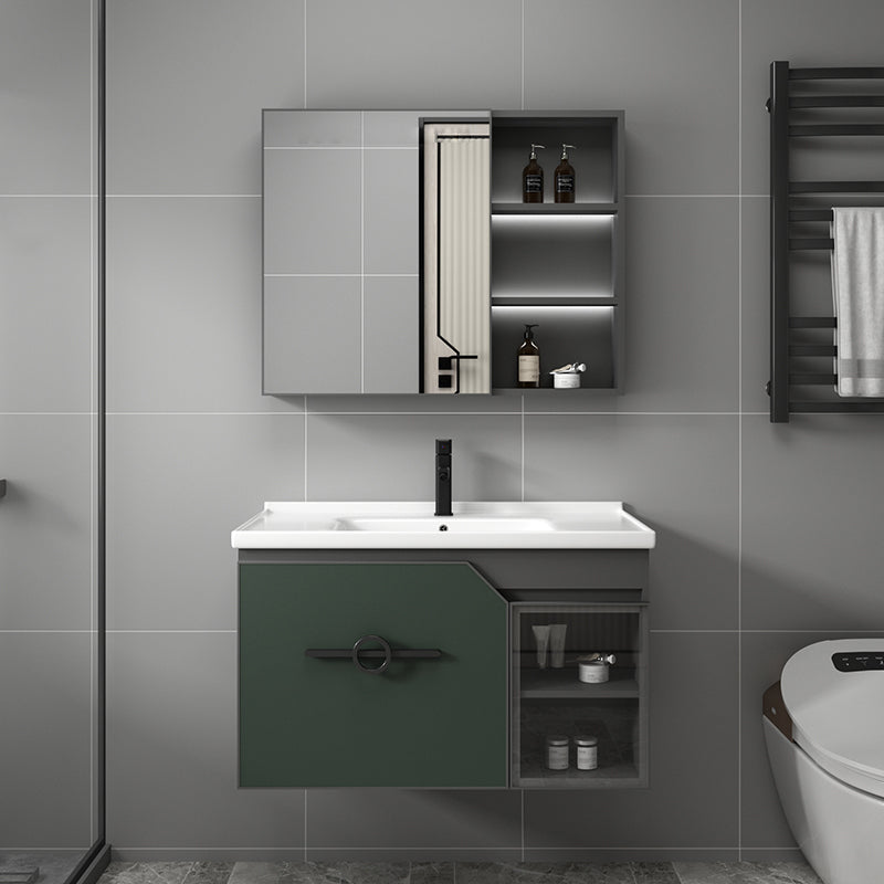 Modern Single Sink Vanity Metal Base Rectangular Wall Mount Vanity Set Clearhalo 'Bathroom Remodel & Bathroom Fixtures' 'Bathroom Vanities' 'bathroom_vanities' 'Home Improvement' 'home_improvement' 'home_improvement_bathroom_vanities' 7342863