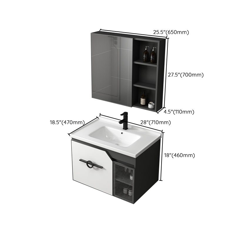 Modern Single Sink Vanity Metal Base Rectangular Wall Mount Vanity Set Clearhalo 'Bathroom Remodel & Bathroom Fixtures' 'Bathroom Vanities' 'bathroom_vanities' 'Home Improvement' 'home_improvement' 'home_improvement_bathroom_vanities' 7342883