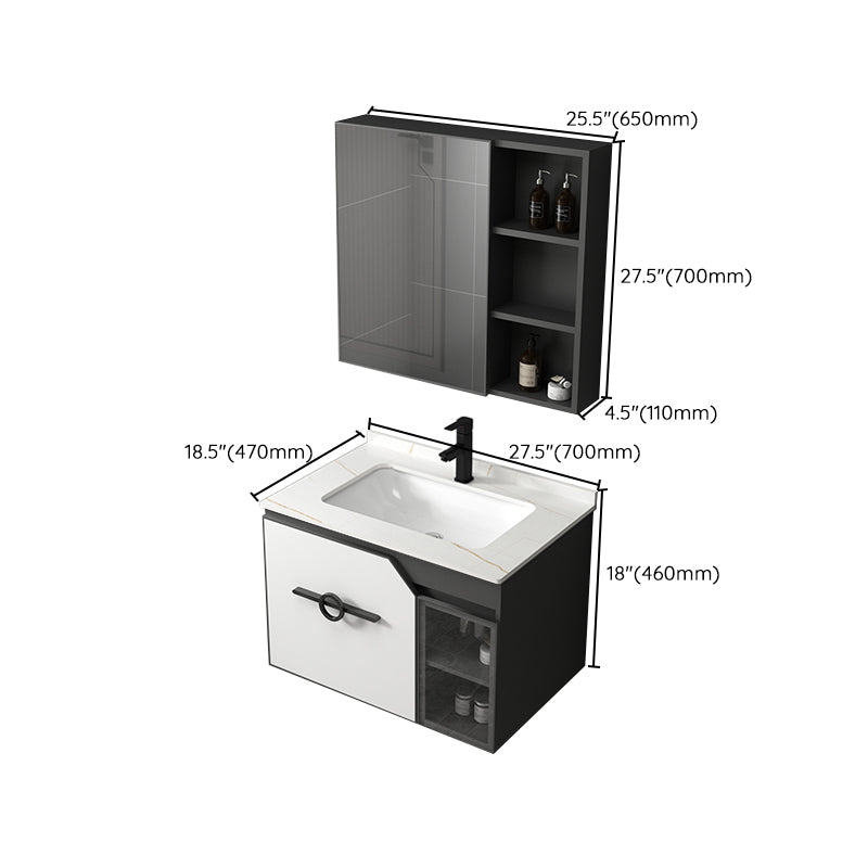 Modern Single Sink Vanity Metal Base Rectangular Wall Mount Vanity Set Clearhalo 'Bathroom Remodel & Bathroom Fixtures' 'Bathroom Vanities' 'bathroom_vanities' 'Home Improvement' 'home_improvement' 'home_improvement_bathroom_vanities' 7342885