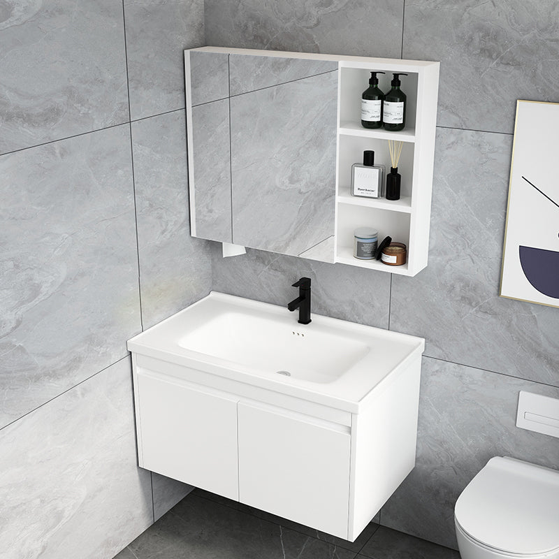 Mid Century Modern Bathroom Sink Vanity Wall Mount Bathroom Vanity with Mirror Clearhalo 'Bathroom Remodel & Bathroom Fixtures' 'Bathroom Vanities' 'bathroom_vanities' 'Home Improvement' 'home_improvement' 'home_improvement_bathroom_vanities' 7342890