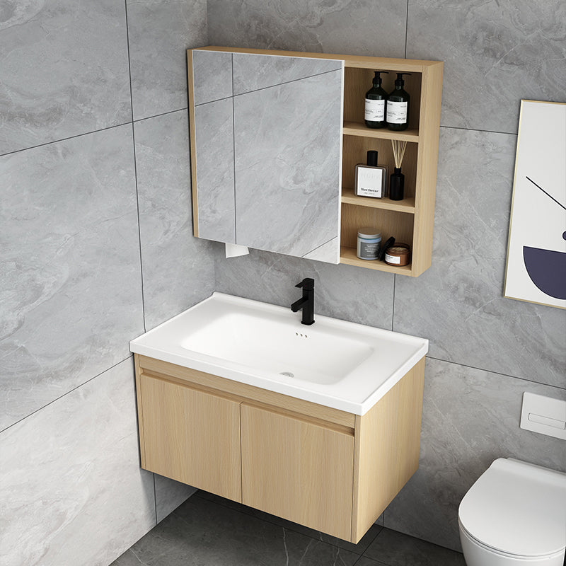Mid Century Modern Bathroom Sink Vanity Wall Mount Bathroom Vanity with Mirror Clearhalo 'Bathroom Remodel & Bathroom Fixtures' 'Bathroom Vanities' 'bathroom_vanities' 'Home Improvement' 'home_improvement' 'home_improvement_bathroom_vanities' 7342893