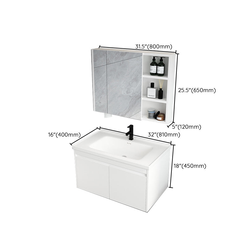 Mid Century Modern Bathroom Sink Vanity Wall Mount Bathroom Vanity with Mirror Clearhalo 'Bathroom Remodel & Bathroom Fixtures' 'Bathroom Vanities' 'bathroom_vanities' 'Home Improvement' 'home_improvement' 'home_improvement_bathroom_vanities' 7342918