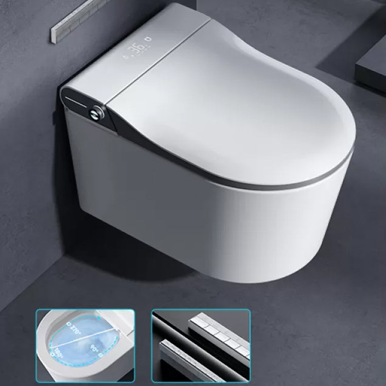 Elongated Wall Mounted Bidet Contemporary Heated Seat Wall Hung Toilet Set Grey Manual Lid (Standard) Clearhalo 'Bathroom Remodel & Bathroom Fixtures' 'Bidets' 'Home Improvement' 'home_improvement' 'home_improvement_bidets' 'Toilets & Bidets' 7343404