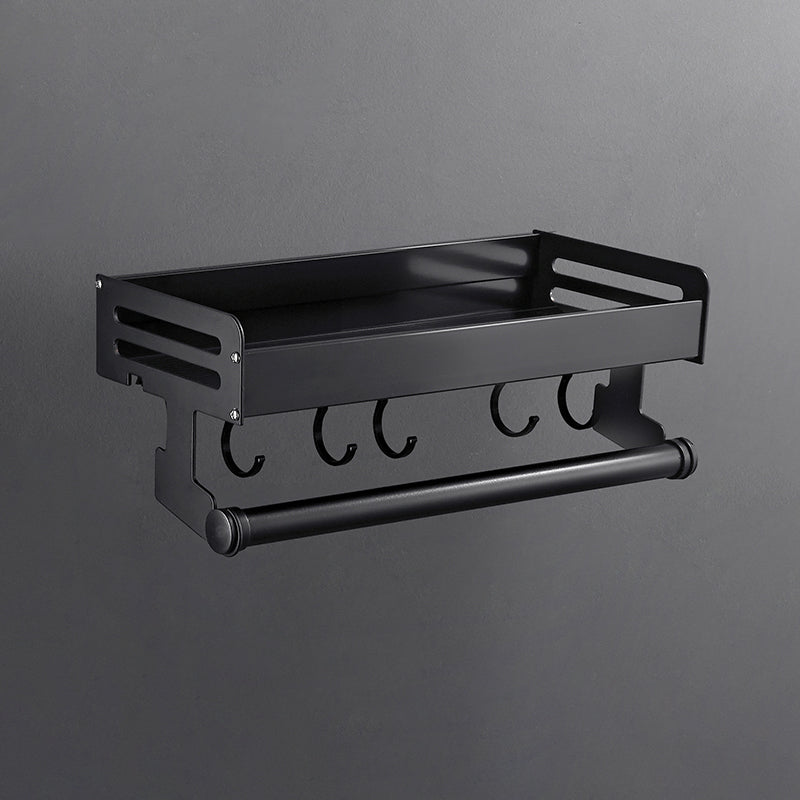 Matte Black Modern Bathroom Accessory Set, Set of 2, Bath Shelf 1 Piece Bath Shelf (with 12"L Rod) Clearhalo 'Bathroom Hardware Sets' 'Bathroom Hardware' 'Bathroom Remodel & Bathroom Fixtures' 'bathroom_hardware_sets' 'Home Improvement' 'home_improvement' 'home_improvement_bathroom_hardware_sets' 7343600