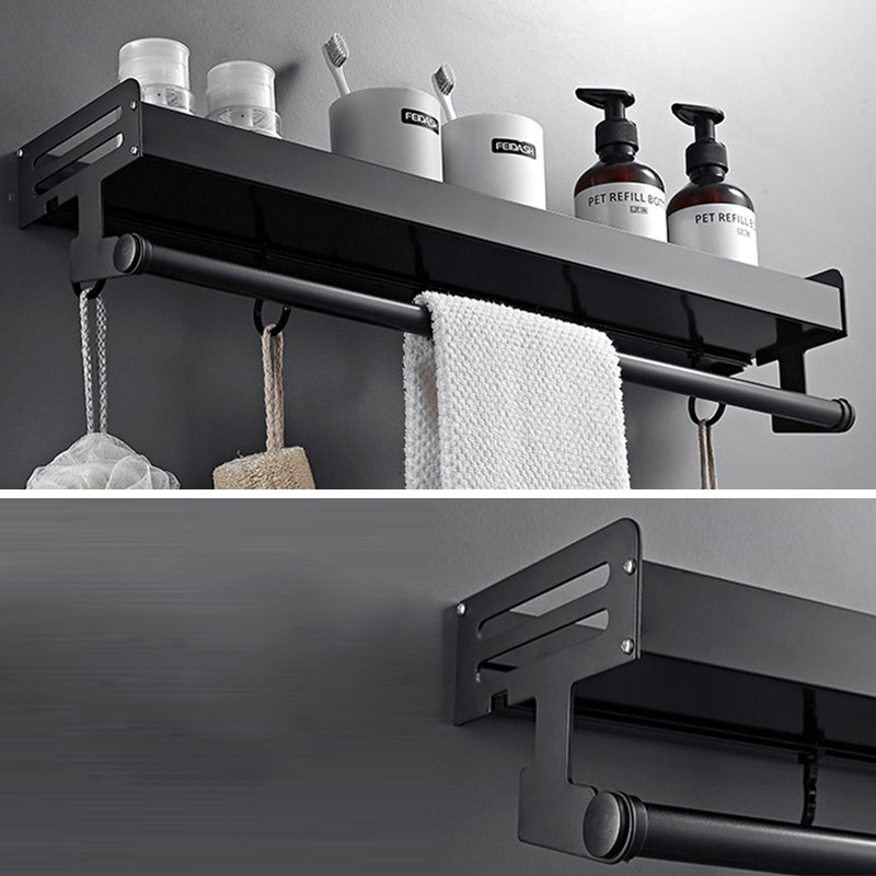 Matte Black Modern Bathroom Accessory Set, Set of 2, Bath Shelf Clearhalo 'Bathroom Hardware Sets' 'Bathroom Hardware' 'Bathroom Remodel & Bathroom Fixtures' 'bathroom_hardware_sets' 'Home Improvement' 'home_improvement' 'home_improvement_bathroom_hardware_sets' 7343606