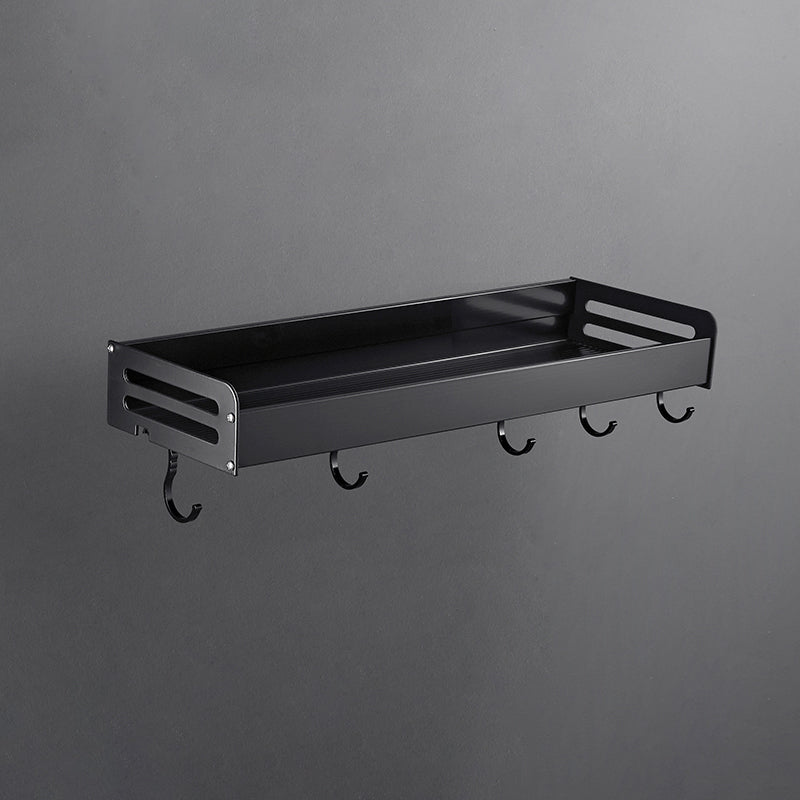 Matte Black Modern Bathroom Accessory Set, Set of 2, Bath Shelf 1 Piece Bath Shelf （With Hook 16"L） Clearhalo 'Bathroom Hardware Sets' 'Bathroom Hardware' 'Bathroom Remodel & Bathroom Fixtures' 'bathroom_hardware_sets' 'Home Improvement' 'home_improvement' 'home_improvement_bathroom_hardware_sets' 7343613