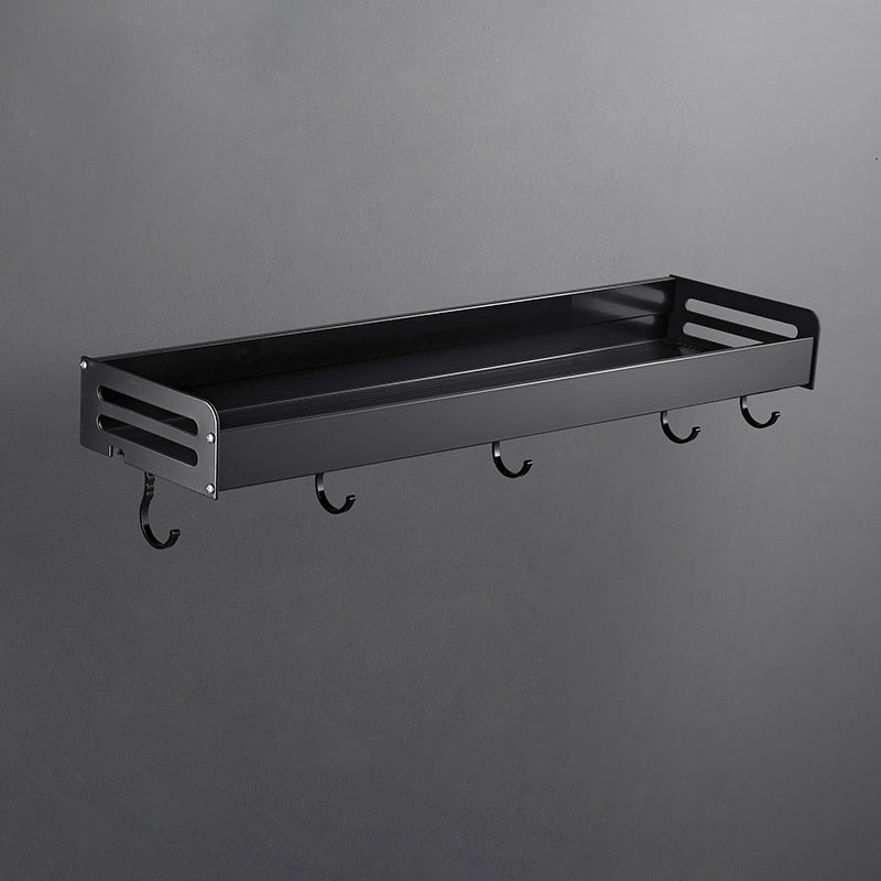 Matte Black Modern Bathroom Accessory Set, Set of 2, Bath Shelf 1 Piece Bath Shelf （With Hook 20"L） Clearhalo 'Bathroom Hardware Sets' 'Bathroom Hardware' 'Bathroom Remodel & Bathroom Fixtures' 'bathroom_hardware_sets' 'Home Improvement' 'home_improvement' 'home_improvement_bathroom_hardware_sets' 7343614