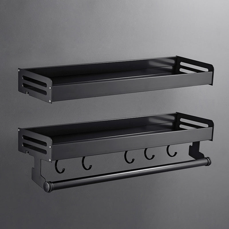 Matte Black Modern Bathroom Accessory Set, Set of 2, Bath Shelf 2 Piece Set Bath Shelf (with 20"L Rod) Clearhalo 'Bathroom Hardware Sets' 'Bathroom Hardware' 'Bathroom Remodel & Bathroom Fixtures' 'bathroom_hardware_sets' 'Home Improvement' 'home_improvement' 'home_improvement_bathroom_hardware_sets' 7343618