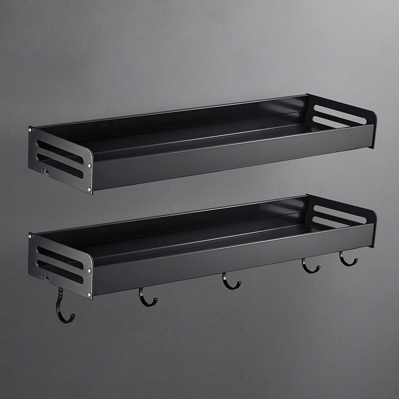 Matte Black Modern Bathroom Accessory Set, Set of 2, Bath Shelf 2 Piece Set Bath Shelf （With Hook 20"L） Clearhalo 'Bathroom Hardware Sets' 'Bathroom Hardware' 'Bathroom Remodel & Bathroom Fixtures' 'bathroom_hardware_sets' 'Home Improvement' 'home_improvement' 'home_improvement_bathroom_hardware_sets' 7343622