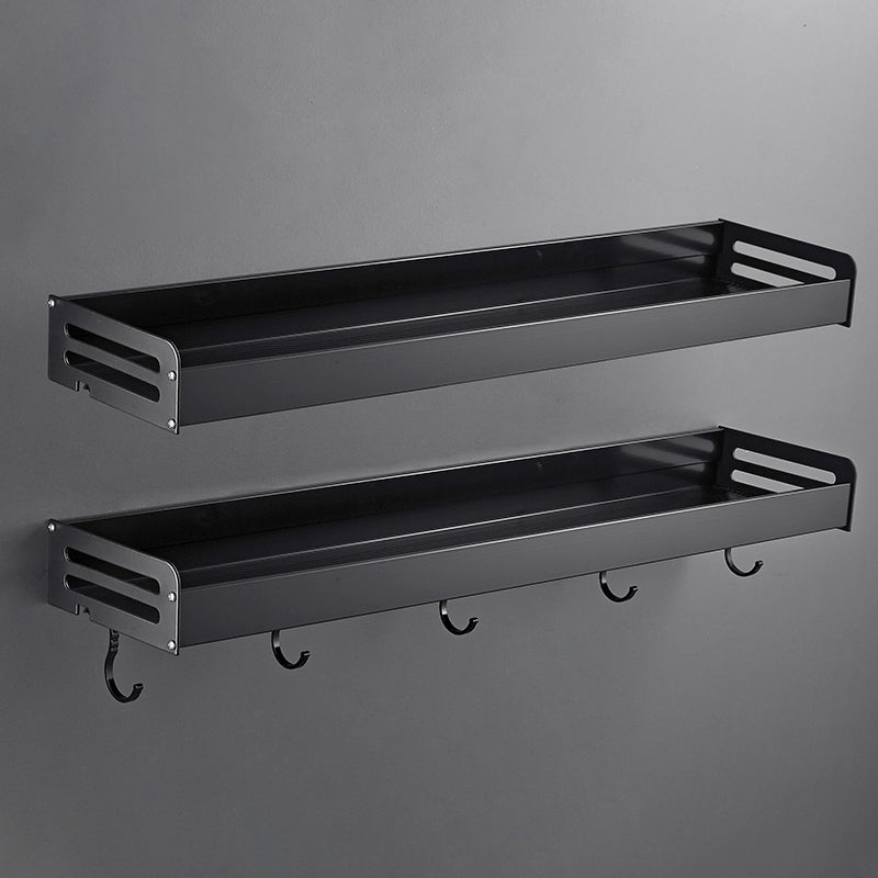 Matte Black Modern Bathroom Accessory Set, Set of 2, Bath Shelf 2 Piece Set Bath Shelf （With Hook 24"L） Clearhalo 'Bathroom Hardware Sets' 'Bathroom Hardware' 'Bathroom Remodel & Bathroom Fixtures' 'bathroom_hardware_sets' 'Home Improvement' 'home_improvement' 'home_improvement_bathroom_hardware_sets' 7343623