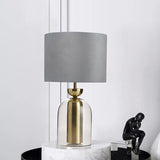 Gold Bell Table Light Contemporary 1 Bulb Clear Glass Desk Lamp with Grey Fabric Shade for Bedside Gold Clearhalo 'Lamps' 'Table Lamps' Lighting' 734374