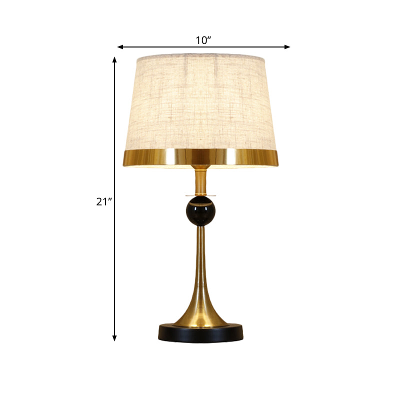 1 Light Living Room Table Light Contemporary Gold Desk Lamp with Drum Beige Fabric Shade Clearhalo 'Lamps' 'Table Lamps' Lighting' 734412