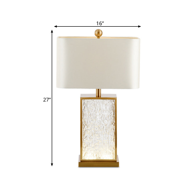Colored Glaze Rectangle Table Light Contemporary 1 Light White Fabric Nightstand Lamp Clearhalo 'Lamps' 'Table Lamps' Lighting' 734437