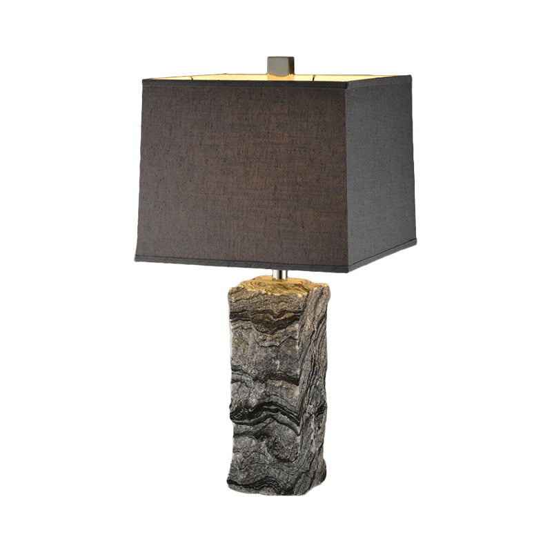 Marble Rectangular Night Table Light Modernism 1-Head Desk Lamp in Black with Fabric Shade Clearhalo 'Lamps' 'Table Lamps' Lighting' 734441