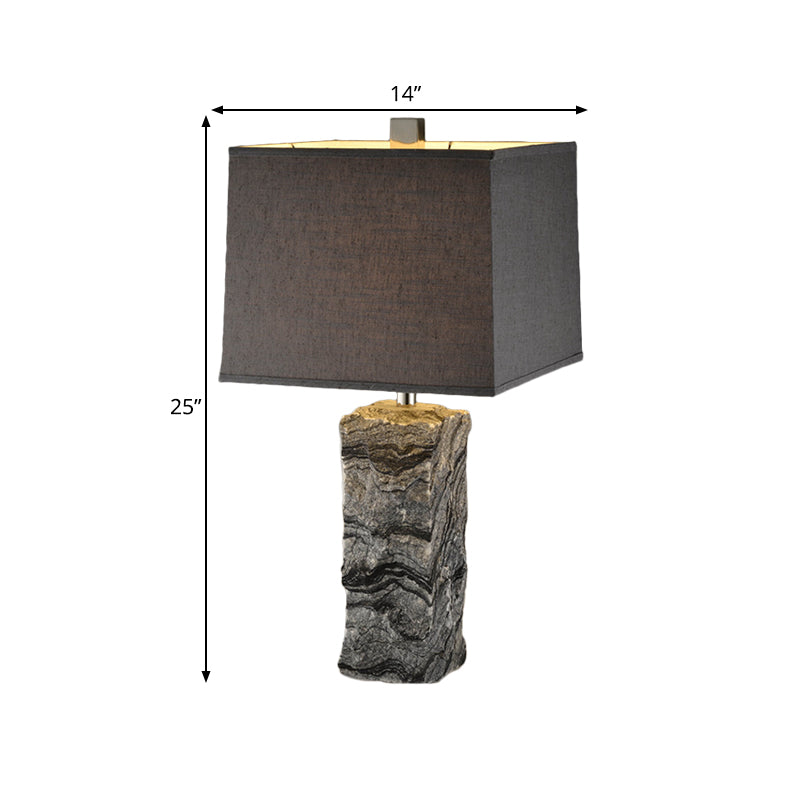 Marble Rectangular Night Table Light Modernism 1-Head Desk Lamp in Black with Fabric Shade Clearhalo 'Lamps' 'Table Lamps' Lighting' 734442