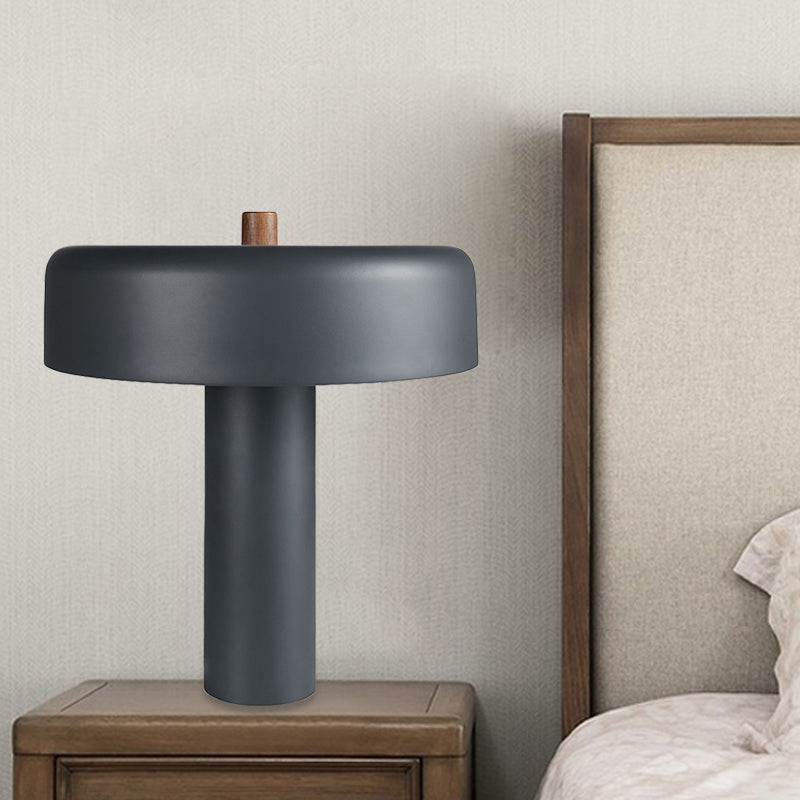 Metal Drum Nightstand Light Modernist LED Grey Desk Lamp with Plug In Cord for Bedroom Grey Clearhalo 'Lamps' 'Table Lamps' Lighting' 734483
