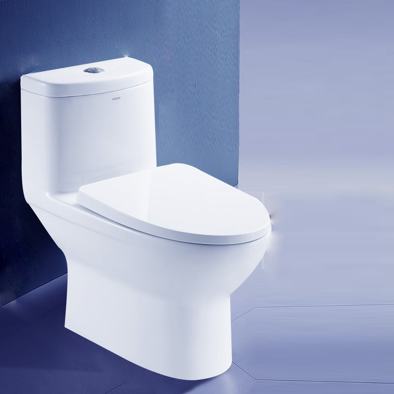 Traditional Porcelain Toilet One Piece Floor Mounted Siphon Jet Toilet -  Clearhalo