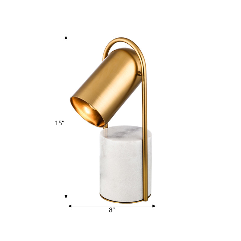 Capsule Metal Desk Light Post Modern 1 Bulb Gold Finish Night Table Lamp with Tube Marble Base Clearhalo 'Lamps' 'Table Lamps' Lighting' 734497