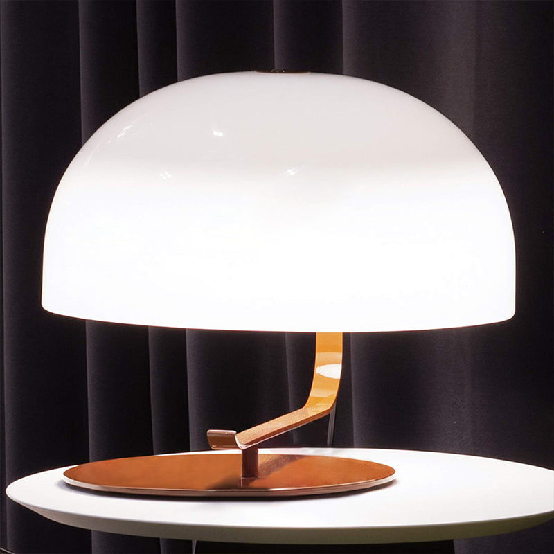 Post Modern Mushroom Night Table Light Metallic 1-Head Bedroom Desk Lamp in White/Brown Brown Clearhalo 'Lamps' 'Table Lamps' Lighting' 734503