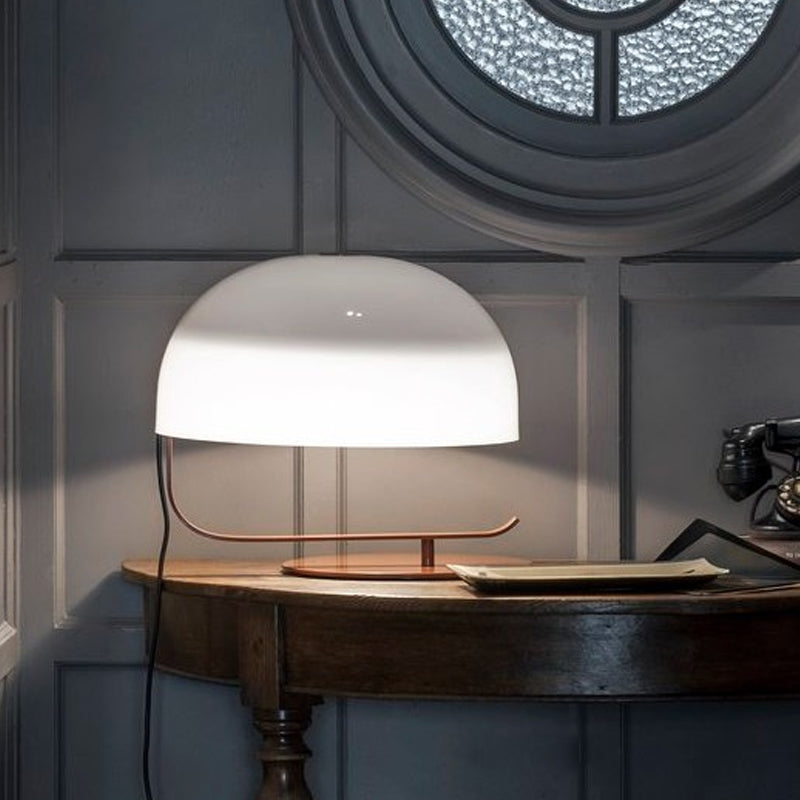 Post Modern Mushroom Night Table Light Metallic 1-Head Bedroom Desk Lamp in White/Brown Clearhalo 'Lamps' 'Table Lamps' Lighting' 734505