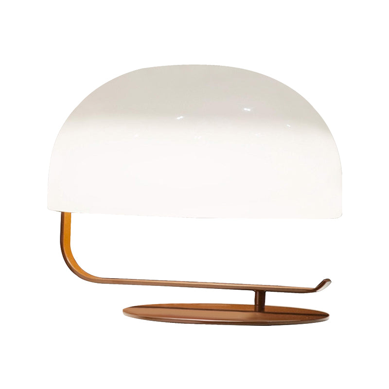 Post Modern Mushroom Night Table Light Metallic 1-Head Bedroom Desk Lamp in White/Brown Clearhalo 'Lamps' 'Table Lamps' Lighting' 734506