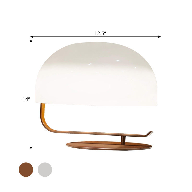 Post Modern Mushroom Night Table Light Metallic 1-Head Bedroom Desk Lamp in White/Brown Clearhalo 'Lamps' 'Table Lamps' Lighting' 734507