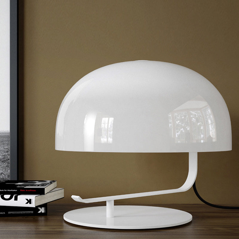 Post Modern Mushroom Night Table Light Metallic 1-Head Bedroom Desk Lamp in White/Brown White Clearhalo 'Lamps' 'Table Lamps' Lighting' 734508