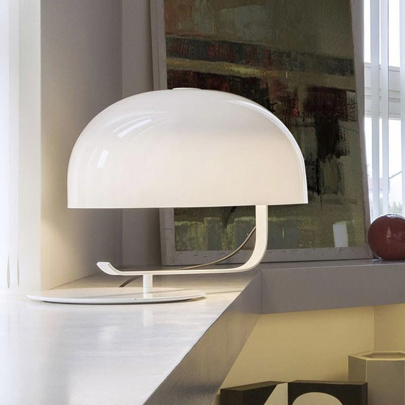 Post Modern Mushroom Night Table Light Metallic 1-Head Bedroom Desk Lamp in White/Brown Clearhalo 'Lamps' 'Table Lamps' Lighting' 734509