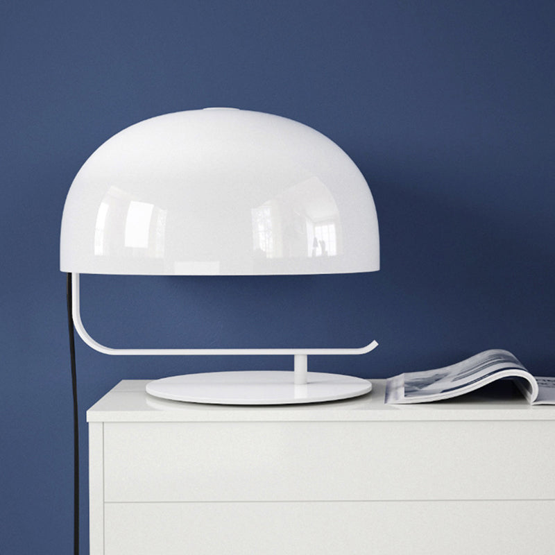 Post Modern Mushroom Night Table Light Metallic 1-Head Bedroom Desk Lamp in White/Brown Clearhalo 'Lamps' 'Table Lamps' Lighting' 734510