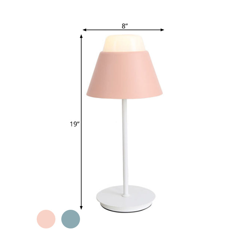 Pink/Blue Finish Cone Night Table Light Modernist 1 Light Acrylic Shade Desk Lamp for Study Room Clearhalo 'Lamps' 'Table Lamps' Lighting' 734516