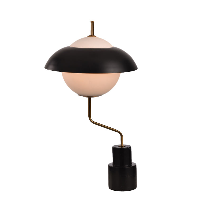 Saucer Metallic Table Light Modern 1 Light Black Desk Lamp with Globe Opal Glass Shade for Living Room Clearhalo 'Lamps' 'Table Lamps' Lighting' 734534