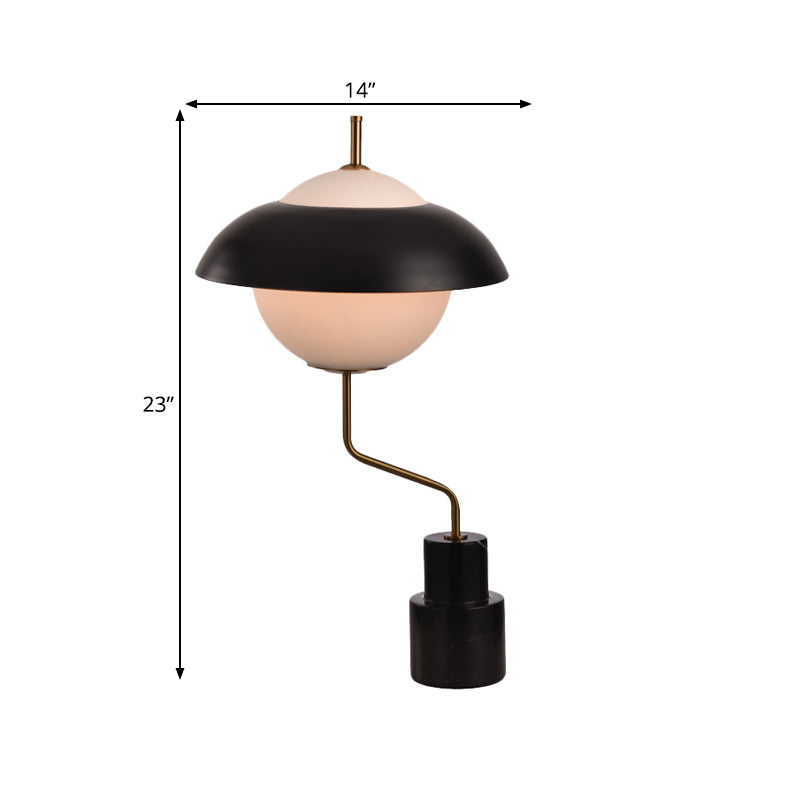 Saucer Metallic Table Light Modern 1 Light Black Desk Lamp with Globe Opal Glass Shade for Living Room Clearhalo 'Lamps' 'Table Lamps' Lighting' 734535