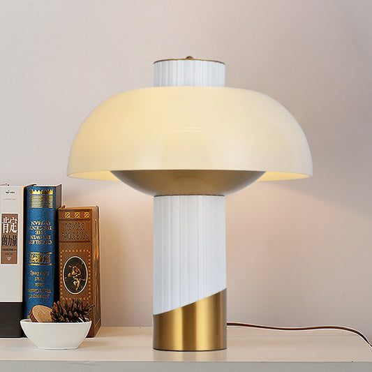 Post Modern 1 Bulb Night Table Light Gold Bowl Desk Lamp with Milk Glass Shade for Living Room Gold Clearhalo 'Lamps' 'Table Lamps' Lighting' 734536