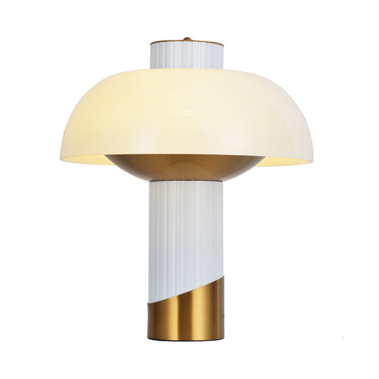 Post Modern 1 Bulb Night Table Light Gold Bowl Desk Lamp with Milk Glass Shade for Living Room Clearhalo 'Lamps' 'Table Lamps' Lighting' 734539
