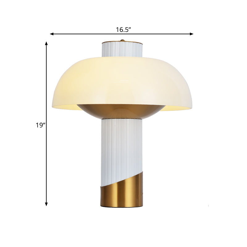 Post Modern 1 Bulb Night Table Light Gold Bowl Desk Lamp with Milk Glass Shade for Living Room Clearhalo 'Lamps' 'Table Lamps' Lighting' 734540