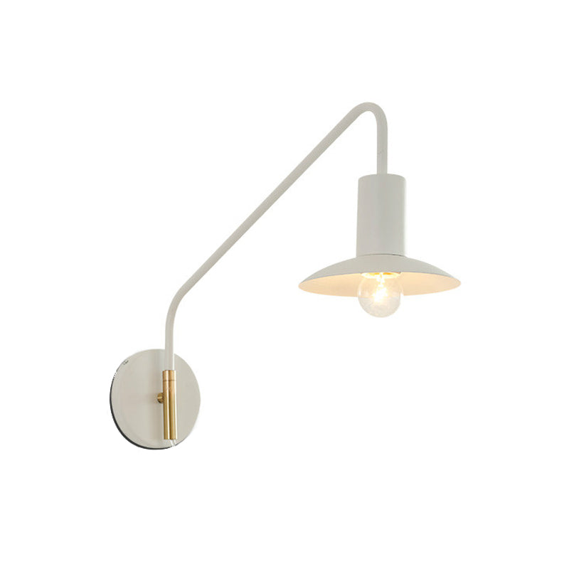 Wide Flare Bedroom Wall Lighting Fixture Metallic 1-Light Modernism Sconce Light in White Clearhalo 'Cast Iron' 'Glass' 'Industrial' 'Modern wall lights' 'Modern' 'Tiffany' 'Traditional wall lights' 'Wall Lamps & Sconces' 'Wall Lights' Lighting' 734549